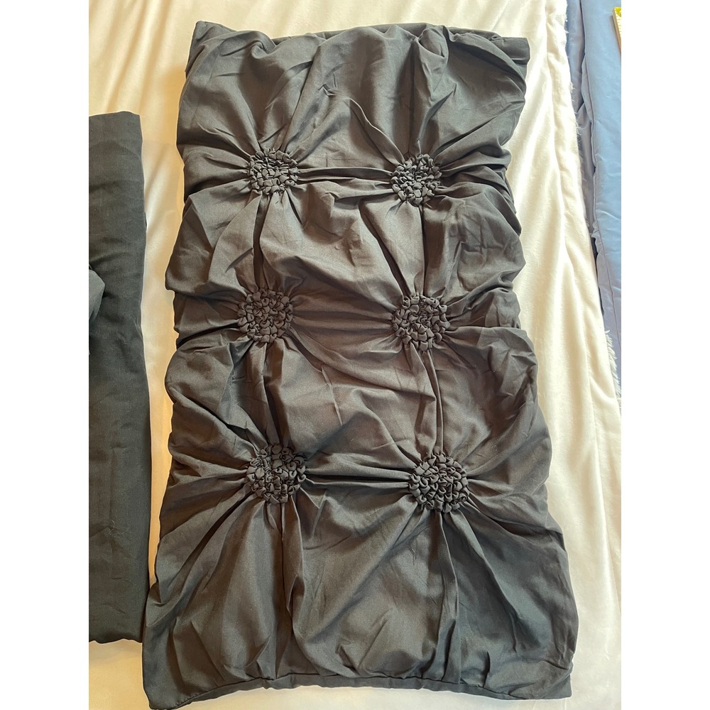 Bedsure King Cal King Black Pinch Pleat Duvet Cover Set 3pc Pintuck Zipper - Picture 7 of 11